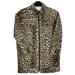 Longchamp Animal Print Zip Shirt Jacket Cotton NWOT Authentic M/L